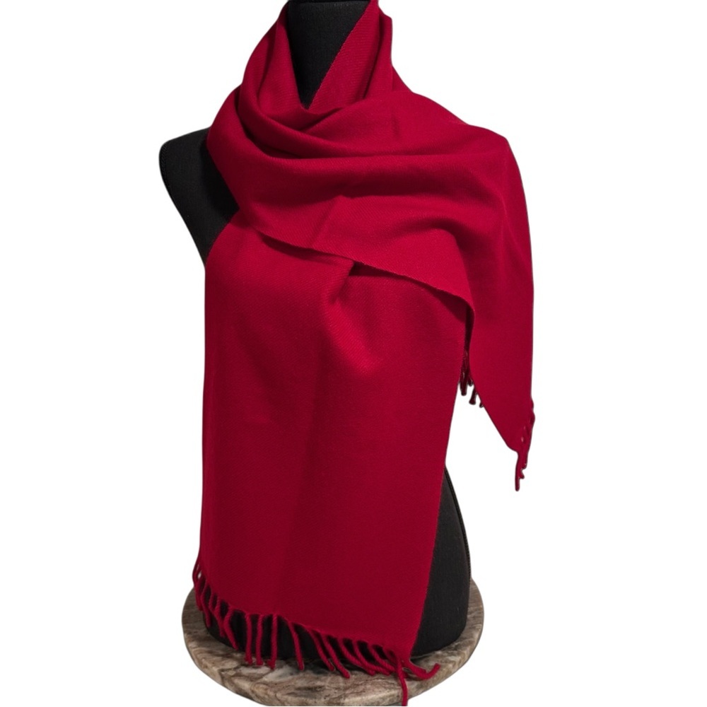 NWT Chyangra Pashmina 100% Pure 4-Ply Cashmere Scarf Handmade Nepal COA-PURE RED - Picture 4 of 17